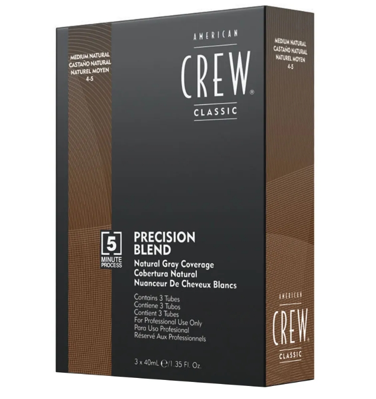 Камуфляж для седых волос темный оттенок - American Crew Precision Blend 4-5 Medium Natural