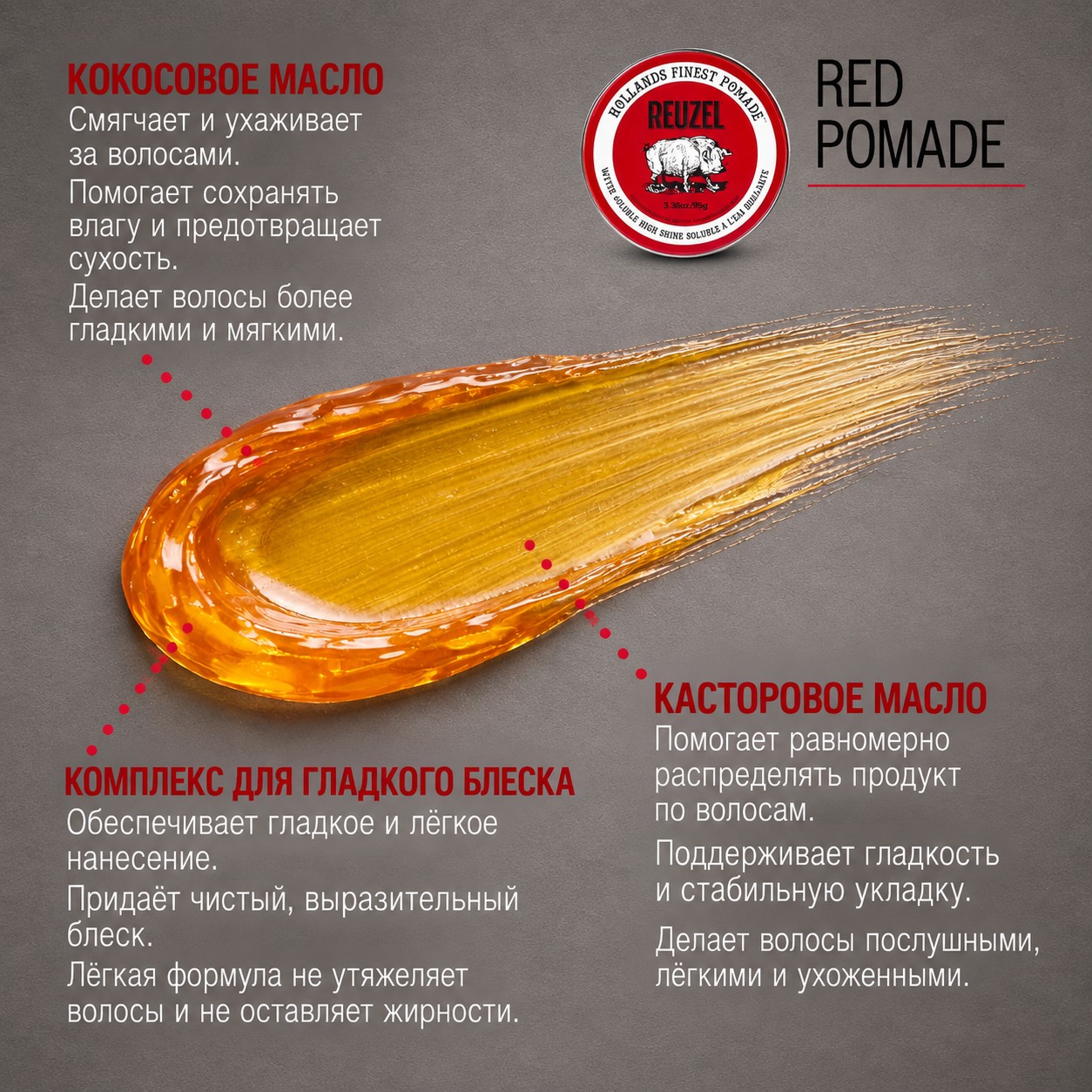 Помада для волос Reuzel Red High Sheen Pomade 