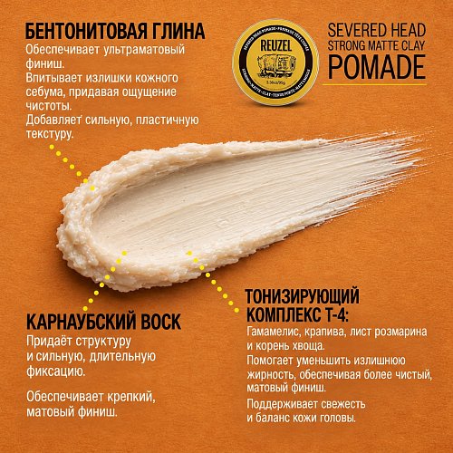Помада для волос - Reuzel Severed Head Clay Pomade