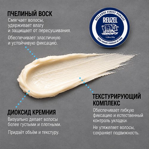 Водорастворимая помаде с низким блеском и сильной, но гибкой фиксацией - Reuzel Fiber Pomade 