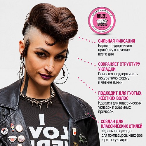 Помада для волос - Reuzel Pink Grease Heavy Hold Pomade