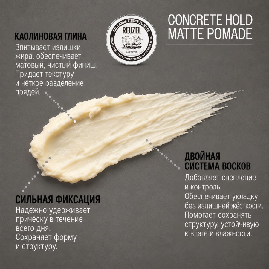 Матовая помада для волос - Reuzel Concrete Hold Matte Pomade